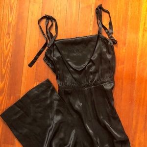 Black Satin Vintage Jumpsuit Wide Leg